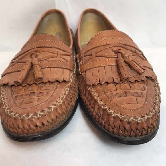 Nunn Bush Men Brown Leather Tassel Loafers huarache look made in Brazil Sz 8.5 - Picture 4 of 6